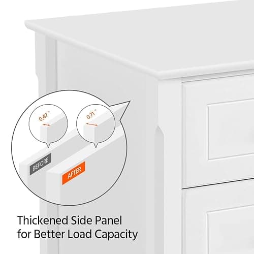 Yaheetech Nightstand with 3 Drawers, Wooden 3-Drawer Bedside Table with Solid Wood Legs, Bedside Cupboard Storage Organizer for Bedroom Home Office Small Space, Easy Assembly, White thumbnail 7