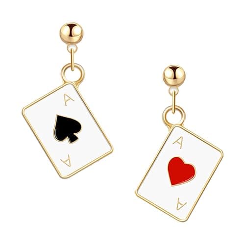 Poker Ohrringe Vergoldet Spielkarten Muster Ohrringe Mode Ohrhänger Schmuck Geschenk für Mädchen Hochzeit Geburtstag Weihnachten Muttertag - Image 1