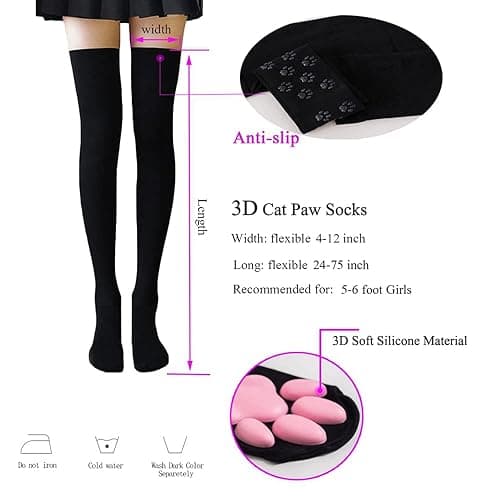 HOMEGYMFREE Cute Cat Paw Mittens Gloves, Kawaii Cat Cosplay Kawaii Soft 3D Toes Beans Fingerless Cat Claw Paws Pad Sleeve thumbnail 3