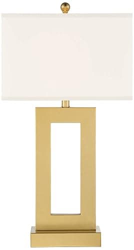 360 Lighting Marshall 30" Tall Open Rectangle Large Modern Luxe Glam End Table Lamps Set of 2 Gold Finish Metal White Shade Living Room Bedroom Bedside Nightstand House Office Home Kitchen thumbnail 7