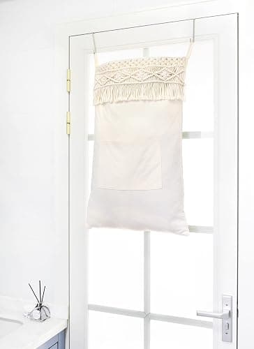 Mkono Macrame Hanging Laundry Hamper Bag Over The Door Organizer Laundry Bag Boho Decor Hanging Clothes Hamper for College Dorm Room Bathroom Home Travel Space Saving thumbnail 2