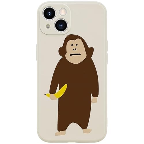 Wihytec Funny Monkey Phone Case for iPhone 14 Cute Monkey Banana Case Cover Liquid Silicone Soft Gel Rubber Matt Phone Cover with Microfiber Lining - Image 1