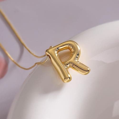 Christmas Gifts Stocking Stuffers for Teen Girls Grandkids Women-Gold Initial Necklaces Teen Girl Gifts Trendy Bubble Letter Pendant Necklace Jewelry Personalized Birthday Gifts for Teens Women thumbnail 7