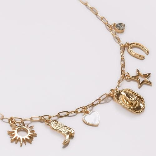 Humble Chic NY Gold Charm Necklace for Women - Paperclip Chain Necklace with Trendy Charms, Chunky Statement Necklace thumbnail 3
