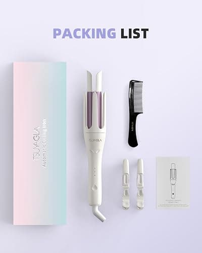TSUYAGLA Automatic Hair Curler, 1 1/4 Inch Rotating Curling Iron with 3 Temp, 500 Million Ionic, 2-Way Rotation,10S Fast Heating, Anti-Scald, Anti-Tangle Rotating Curling Wand for Different Hair Types thumbnail 9