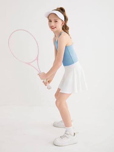 Girls Athletic Tank Tops Kids Ribbed Cross Back Spaghetti Strap Workout Crop Top Camisole 5-14 Years thumbnail 3