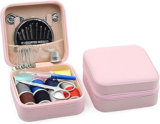 FAILOO mini Sewing Kit with Case, Sewing Supplies for Home Travel and Emergency, Mending Clothes, Includes Thread Spools, Needles, Scissors, Thimble Sewing Interest Home Sewing (11- Color - Pink) - Image 1