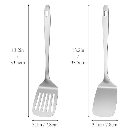 ChefBee 2PCS Stainless Steel Spatula Set, Solid & Slotted Turner | Heat Resistant, Heavy Duty Kitchen Utensils, Dishwasher Safe, For Flipping Fish Eggs Pancakes, Everyday Kitchen Cooking thumbnail 3