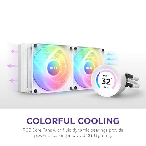 NZXT Kraken Elite 360 RGB - RL-KR36E-W1-360mm AIO CPU Liquid Cooler - Customizable 2.36" LCD Display for Images, Performance Metrics and More - High-Performance Pump - 3 x F120P RGB Fans - White thumbnail 5