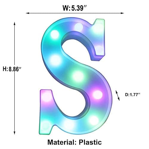 Pooqla Colorful Marquee Letters LED Light Up Letters with Remote, Party Birthday Letter with Lights Decorations for Classroom Room Dorm Home - Multicolor Letter S thumbnail 5