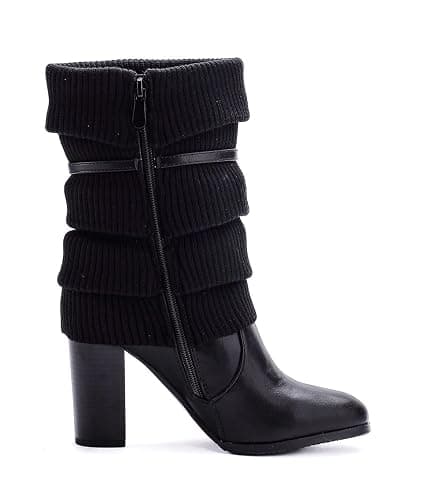 Pogolino Damen Stiefeletten Absatz elegant Glitzer Schnalle Stiefel Herbst Winter High Heels - 38 EU - 570 Schwarz thumbnail 8