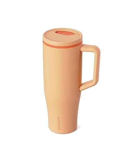 KISSKIND 40 oz Tumbler with Handle and Straw | Lumi Spin Hidden Straw 100% Leakproof Insulated Tumbler | Stainless Steel Water Bottle for Mom, Nurse, Teacher | Orange thumbnail 6