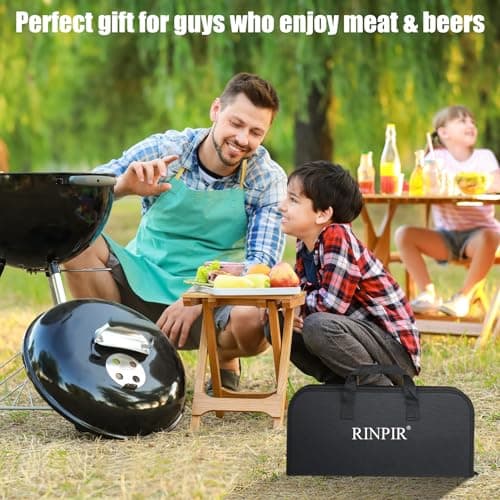 RINPIR 31pcs Stainless Steel BBQ Grill Accessories Set for Men Dad, Heavy Duty Grilling Tools for Outdoor Camping, BBQ Utensils Kit with Mats, Grill Brush in Carrying Bag Brown - Brown thumbnail 6