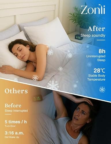 ZonLi Cooling Blanket for Hot Sleepers 50"x70", Q-Max 0.5 Lightweight Cool Touch Breathable Summer Blanket for Night Sweats, All-Season Cold Blankets, Mist Gray thumbnail 3