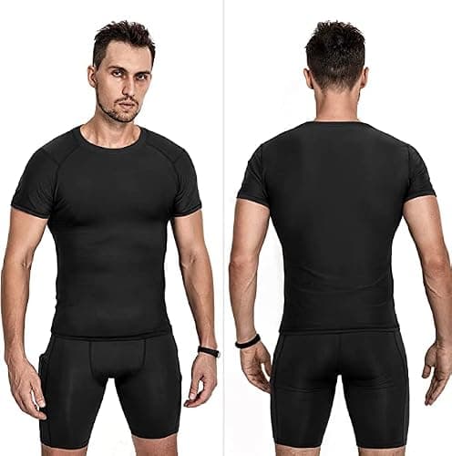 Niksa Men's Compression Shirts 3/5 Pack,Short Sleeve Athletic Compression Tops Cool Dry Workout T Shirt thumbnail 2
