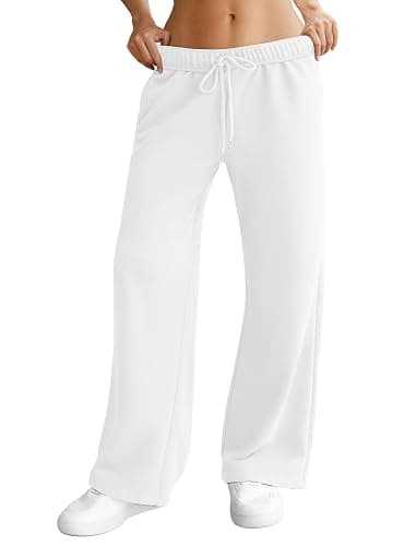 DLOODA Womens Wide Leg Sweatpants Interior Drawstring Baggy Sweat Pants with Pockets Elastic Waisted Lounge Casual Trousers - Image 1