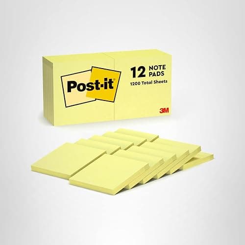 Post-it Notes 3x3 in, 12 Pads, America's #1 Favorite Sticky Notes, Canary Yellow, Clean Removal, Recyclable (654) thumbnail 12