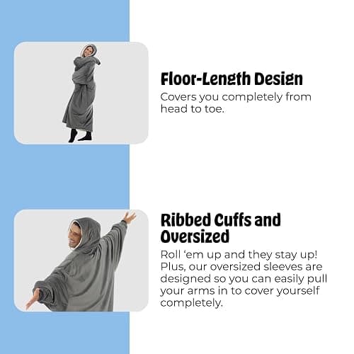 THE COMFY Original | Sherpa Lined Microfiber Fleece Wearable Blanket, Oversized Design with Hood and Pocket from Shark Tank thumbnail 5