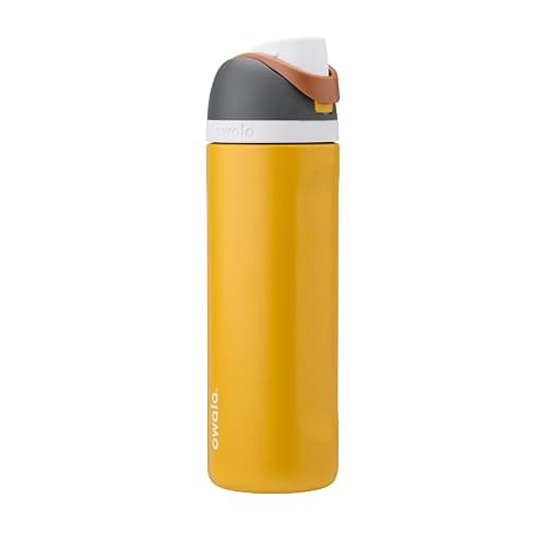 Owala FreeSip Stainless Steel Water Bottle 24 oz Grey/Yellow (Golden Quest) - Image 1