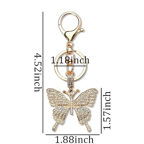 Glittering Rhinestone Butterfly Keychain for Women Butterfly Pendant Key Chains for Car Keys Purse Handbag Charm thumbnail 2