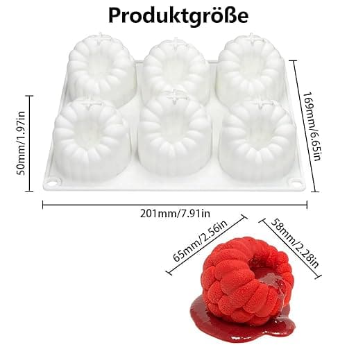6-Loch Himbeeren Mousse Kuchenform Silikon Backform Schokoladenform Früchte Silikonform Backen Pralinenform Silikonbackform Bonbon Dessert Puddingform Silicone Mold Kuchenformen Silikonformen Backen thumbnail 4