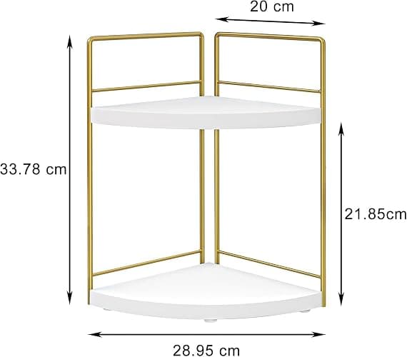 BSTSLL Bathroom Countertop Organizer, 2 Tier Wood Bathroom Counter Organizer, Vanity Organizers Corner Shelf for Makeup, Perfume, Skincare,Bedroom and Kitchen Storage (2 Tier,White and Gold) thumbnail 3