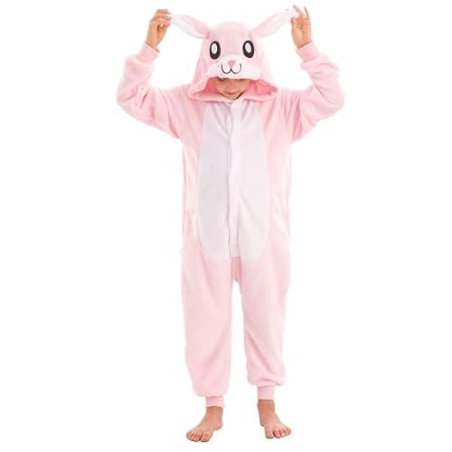 LOBUJOU Animal Hooded Onesie Costume for Kids Adults Boys Girls Halloween Easter Mens Womens Cosplay Outfit Kit Bunny - Image 1