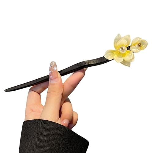 Chinese Flower Wooden Hairpin Handmade Floral Wooden Hair Sticks – Chinese Decorative Hair Chopsticks - Image 1