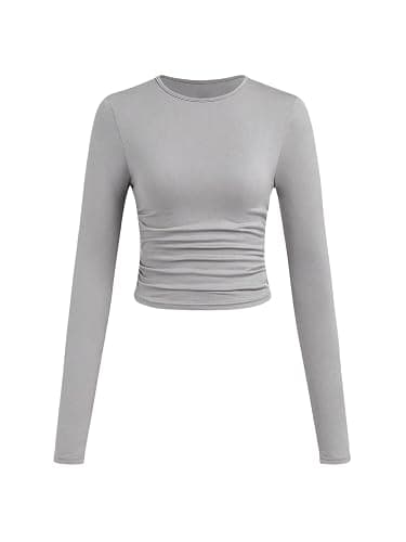 SOLY HUX Girl's Long Sleeve T Shirts 3 Packs Crewneck Fall Tees Ruched Fitted Tee Shirt Tops thumbnail 3
