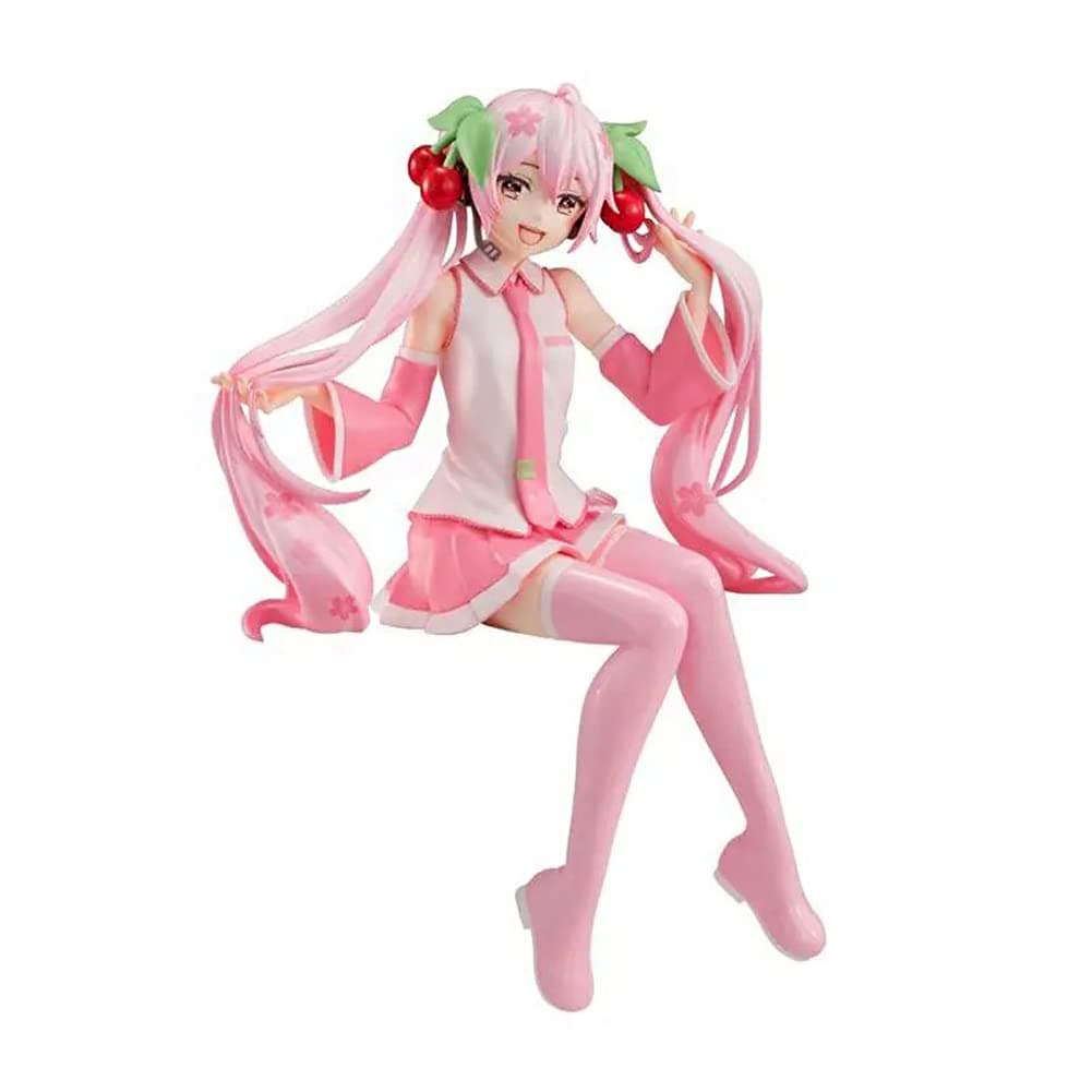 Anime Pink Miku Action Figures 15cm Seated Pose Anime Figures Statue Miku Noodle Stopper Collection Desktop Decoration Birthday Gift - Image 1