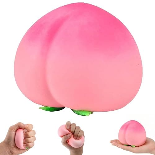 Pink Peach Squishy Toy, Slow Rising Stress Relief Fidget Toy | Realistic peach squishy shape, slowly rebounds after squeezing, relieves stress, cute desk decor & gift - Image 1
