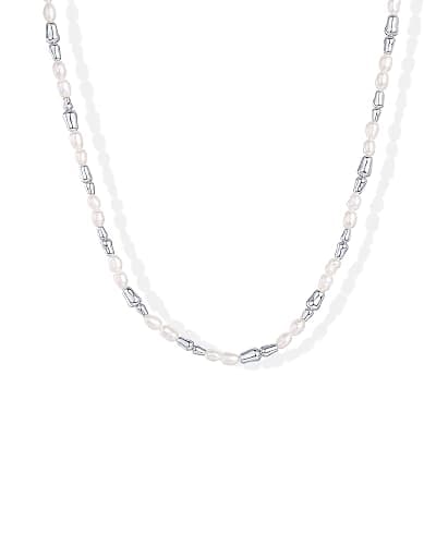 PAVOI 14K-18K Gold Plated Dainty Pearl Necklaces for Women - Station Beaded Choker Paperclip Chain Gold Pearl Necklace Bridal Jewelry - Image 1