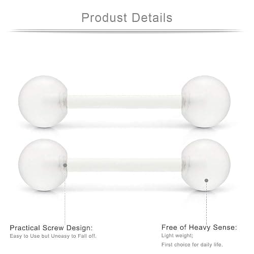 Ruifan 14G 16mm Glow in The Dark Flexible Acrylic Straight Tongue Nipple Ring Retainer Piercing thumbnail 2
