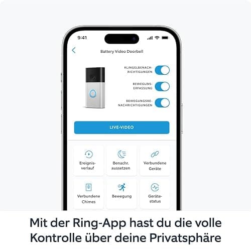 Ring Akku-Videotürklingel (Battery Video Doorbell) (2024) | WLAN-Videotürklingel-Sicherheitskamera, Selbstinstallation (in 5 Minuten) | mit eingebautem Akku I Privatsphäre-Einstellungen thumbnail 4