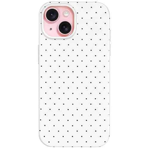 Hython for iPhone 14 Case & iPhone 13 Case Cute Polka Dot Aesthetic Design Simple Cover 6.1", Thin Slim Anti-Scratch Soft TPU Bumper Shockproof Rubber Protective Phone Cover Women Girls Girly, White - Image 1