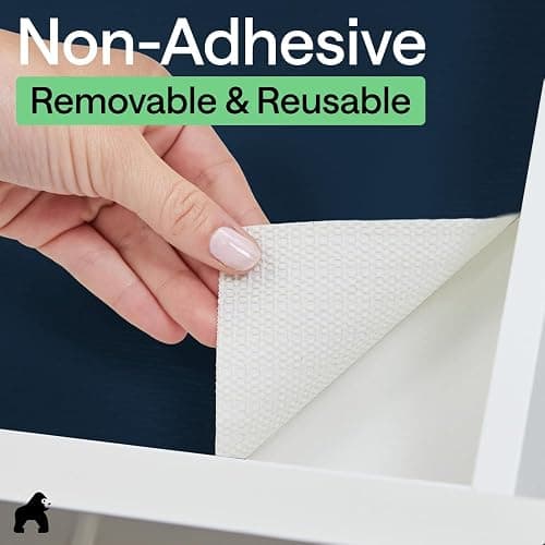 GORILLA GRIP DripGuard Shelf Liner, Non-Adhesive Drawer and Kitchen Cabinet Protector, Strong Grip Slip Resistant Underside, Smooth Surface Liners for Cabinets, Bathroom Closets, 17.5x240 In Navy Blue thumbnail 7