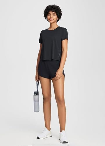 baleaf Women's Athletic Sun Shirts Short Sleeve Running Tops Workout Cropped Split Back UPF 50+ Quick Dry Lightweight thumbnail 6