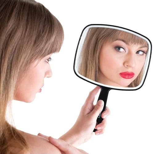 ForPro Professional Collection Premium Hand Mirror with Handle, 6.3" W x 9.6" L, Multi-Purpose Handheld Mirror with Distortion-Free Reflection, Black thumbnail 2