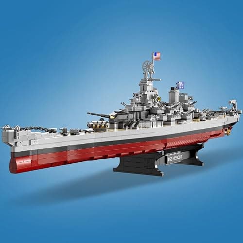 MISINI M6320 Military Series World War II Battleship Building Kit, 2228 Pieces USS Missouri Battleship, Toy Gift Ship Building Block Set for Adult Collection(Iowa-Class Warship) thumbnail 4