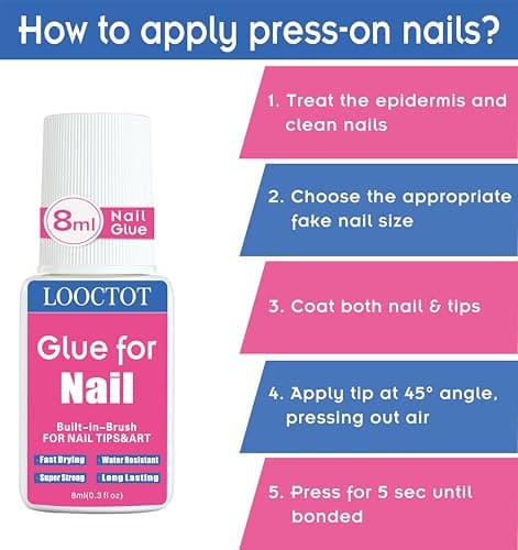Super Strong Nail Glue for Nail Tips,Acrylic Nails and Press on Nails,Built in Brush on Nail Glue for Press on Nails,Long Lasting Nail Cement(8ml*2) thumbnail 3