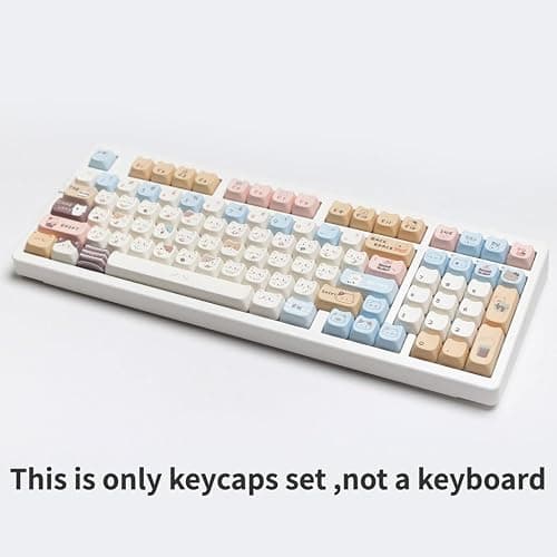 ILYCHEEGAMI PBT Cute Cartoon Animals Mao keycaps PBT keycap Set for Girl Kids Custom keycaps for Gateron Kailh Cherry Mx Switches ANSI Layout Mechanical Keyboard (Mao-Sea Salt Meow Keycap) thumbnail 6