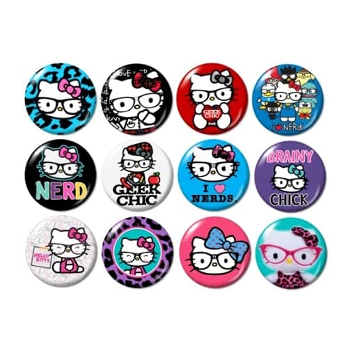 Nerd Geek Kitty Buttons Pins - Image 1