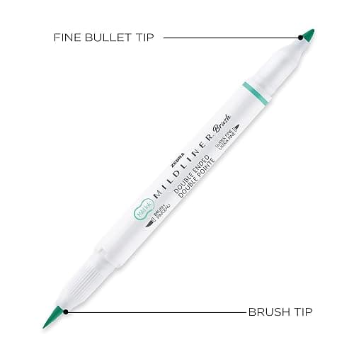 Zebra Pen, Mildliner Dual-Ended Brush Pens, 25 Assorted Colors, Soft Mild Ink, Brush and Fine Bullet Tips, No Bleed-Through Pigment Ink for Journaling, Calligraphy, Planners, Art, 25-Pack (79125) thumbnail 3