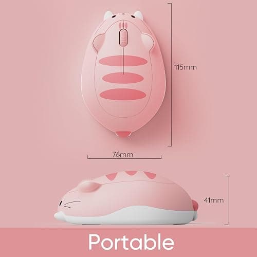 Akko Cat Theme Wireless Gaming Mouse Pink, Tri-Mode Mouse BT3.0/BT5.0/2.4G, Cute Optical Cordless Cartoon Mice for Computer/Laptop/Desktop/PC, Compatible with Mac/Win (Pink Angie) thumbnail 5