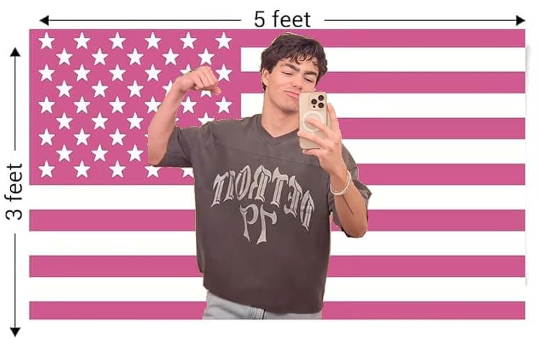 Malachi Barton Flag 3x5 Ft Pink American Flag Tapestry Funny USA Poster – College Dorm Room Decor Wall Art, Bedroom Poster, Outdoor Party Tailgate Yard Flag with 4 Brass Grommets #2 thumbnail 2