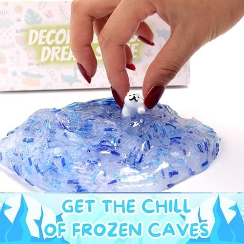 FINOCLAY 2 Pack Cloud Slime Kit for Kids,Soft Clear Slime with 8 DIY Accessories, Ice Age Theme Sensory Putty Toy, Premade Slime Making Kit, Fun Birthday Easter Party Favors for Girls & Boys thumbnail 6
