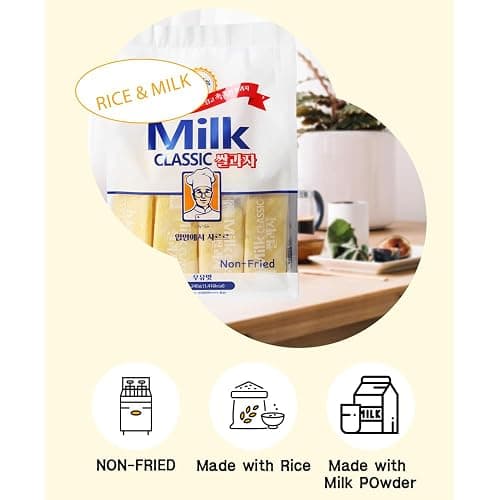 Milk Korean Rice Snack – 24 Pack Kid-Friendly School Snack, Rice, Non-Fried, Zero Trans Fat, Individually Wrapped, 240g (8.47oz) 밀크 쌀과자 thumbnail 3
