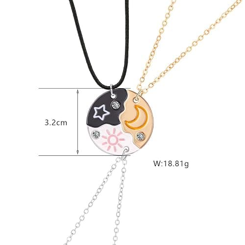 Joiigaem BFF Necklace For 3 Trio Sun Moon Star Friendship Puzzle Matching Necklaces For Best Friends 3 Sisters Forever Jewelry Gifts thumbnail 4