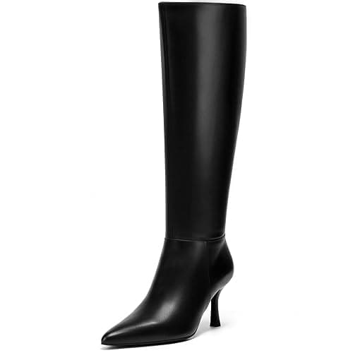 Black high boot with slight kitten heel  - Image 1
