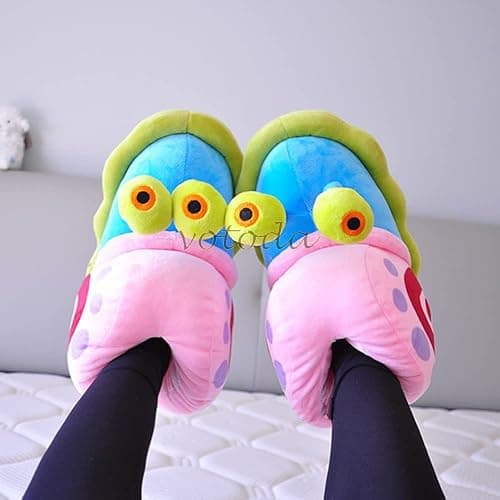 UKKO Slippers Winter Cartoon Women Cute Snail Home Plush Shoes Indoor Cozy Flat Slides Furry Warm Cotton Slipper Girl-Light Blue thumbnail 3